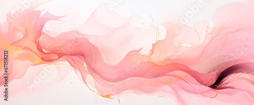 Ilustracion acuarela rosa amarillo oro - Fondo abstracto pintura lineas
