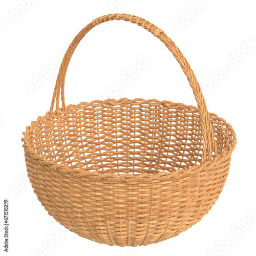 3D rendering illustration of a woven basket