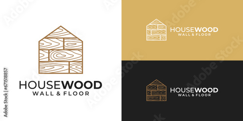 Wood house parquet floor wall logo vector template. Carpenter logo design