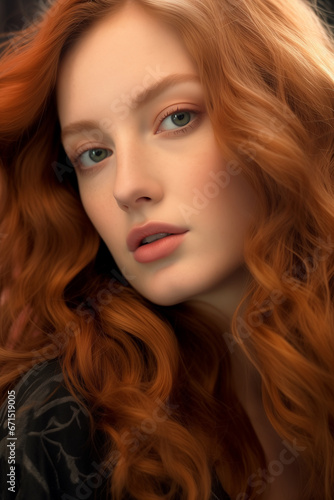 Wallpaper Mural Natural beauty,  Young redhead woman with long healthy shiny wavy hair, close up beauty portrait Torontodigital.ca