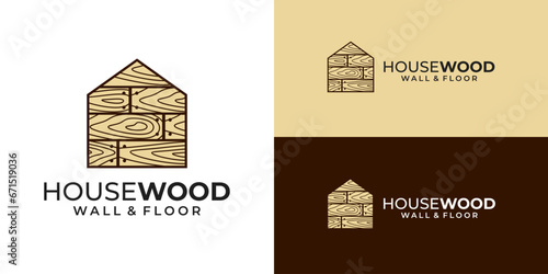 Wood house parquet floor wall logo vector template. Carpenter logo design