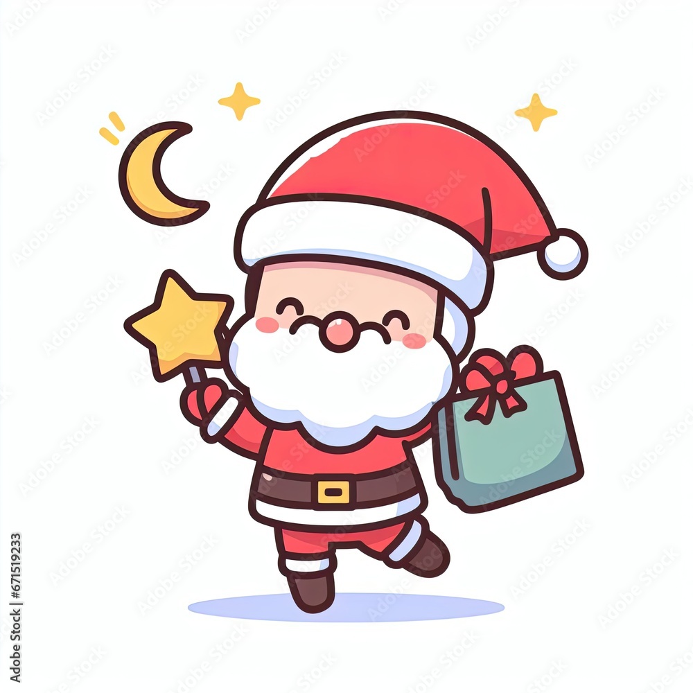 white background, cute character, santa claus