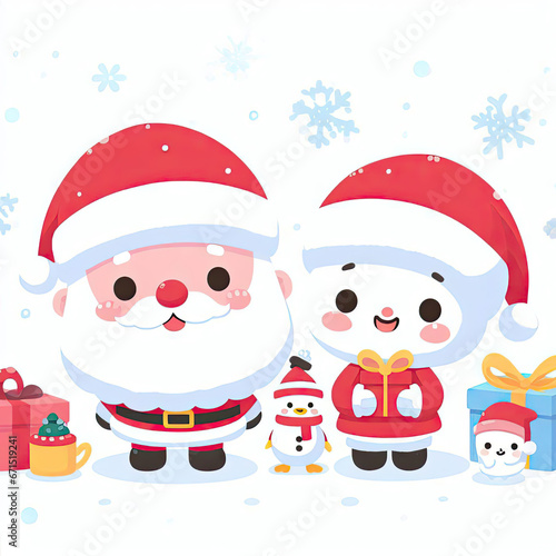 white background  cute character  santa claus