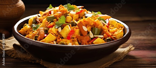 Traditional Spanish and Portuguese culinary creation known as Migas photo