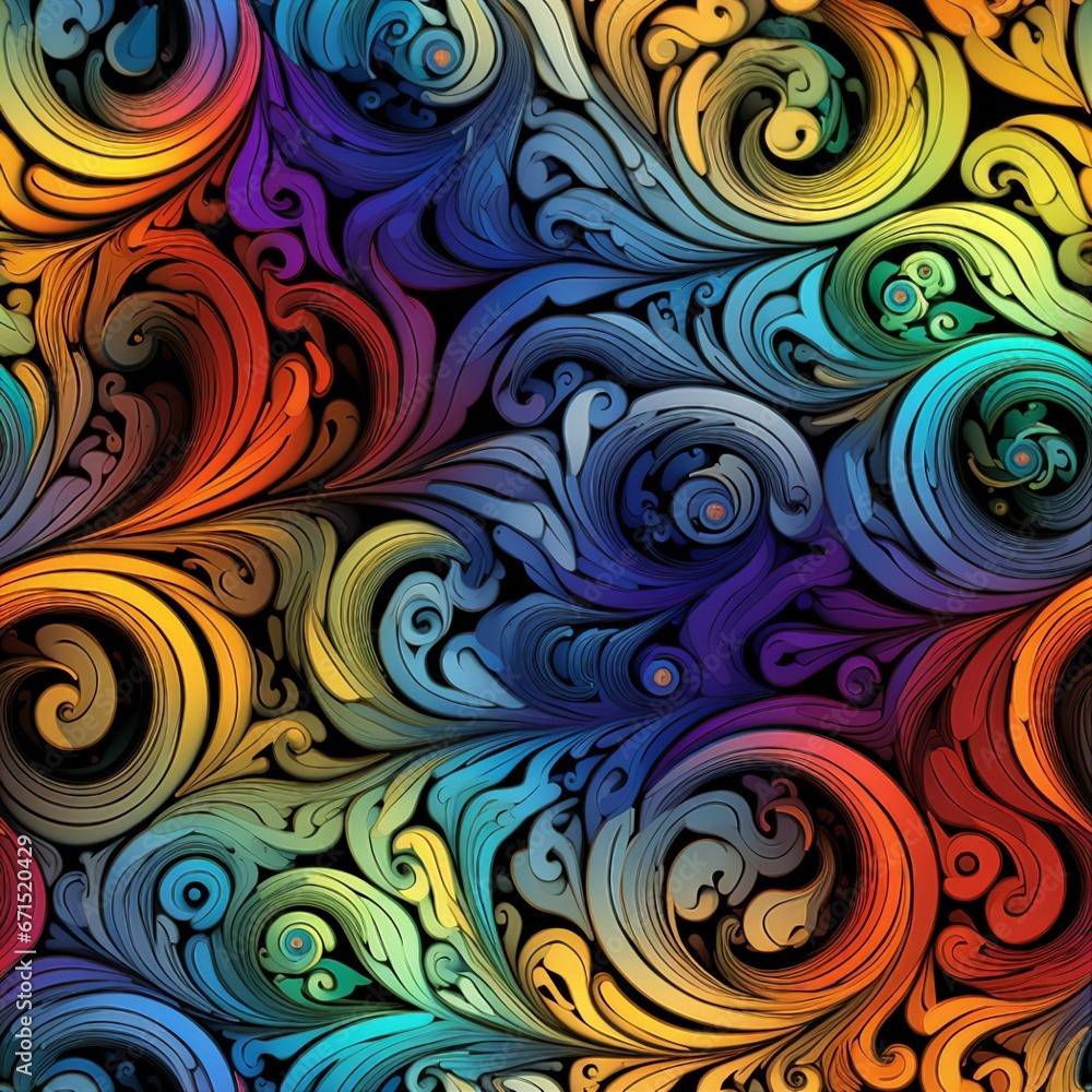 Fractal Geometry with Vibrant Hues and Abstract Spirals Pattern Fractal Geometry with Vibrant Hues and Abstract Spirals Pattern