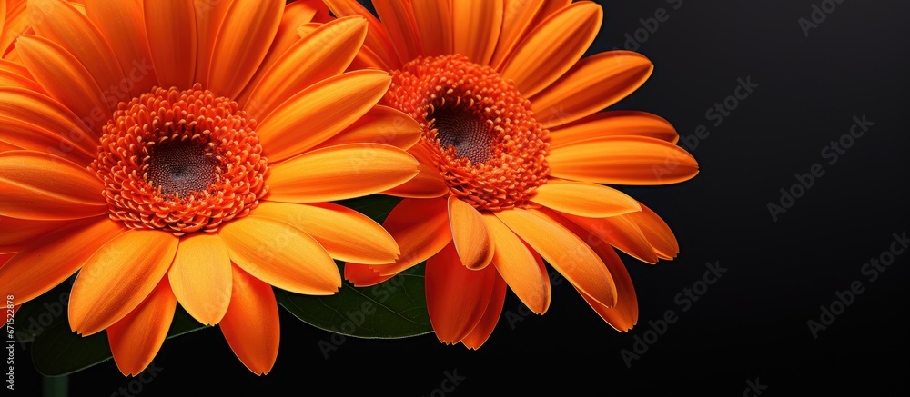 Fototapeta premium Macro photo of a stunning orange gerbera