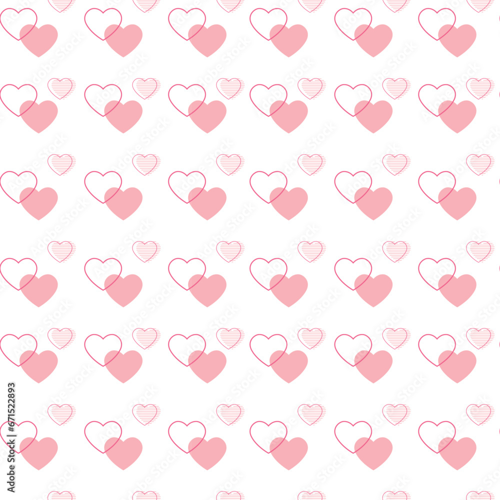 Hand drawn red hearts seamless pattern, Valentine's, Mother's day, birthday card, wallpaper or gift wrap design.