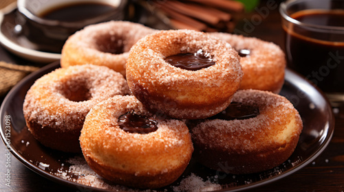Baked donuts coated with cinnamon sugar.