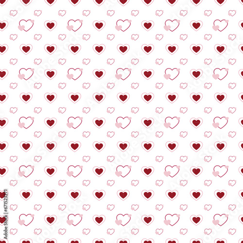 Hand drawn red hearts seamless pattern, Valentine's, Mother's day, birthday card, wallpaper or gift wrap design.