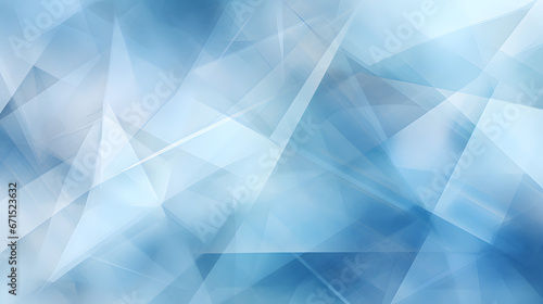 modern abstract blue background design with layers of textured white transparent material in triangle diamond and squares shapes in random geometric pattern. Generative AI.