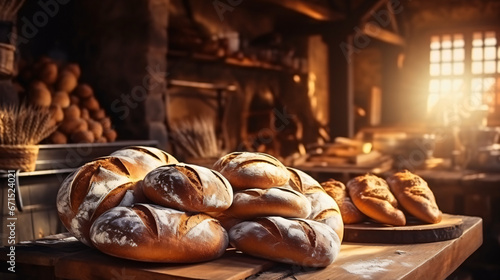 Bakery in the morning hot fresh bread