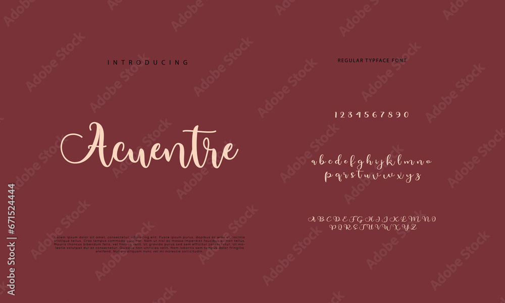 Abstract Calligraphy font alphabet. Minimal modern urban fonts for logo, brand etc. Typography typeface uppercase lowercase and number. vector illustration
