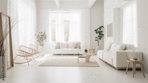 White interior living room. Generative AI