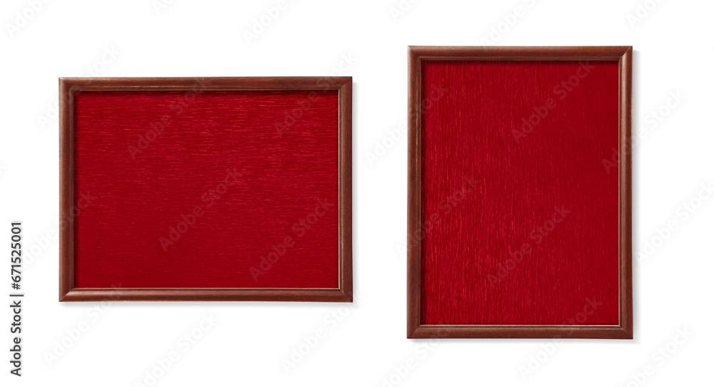 Fototapeta premium Vintage red background wooden picture frame