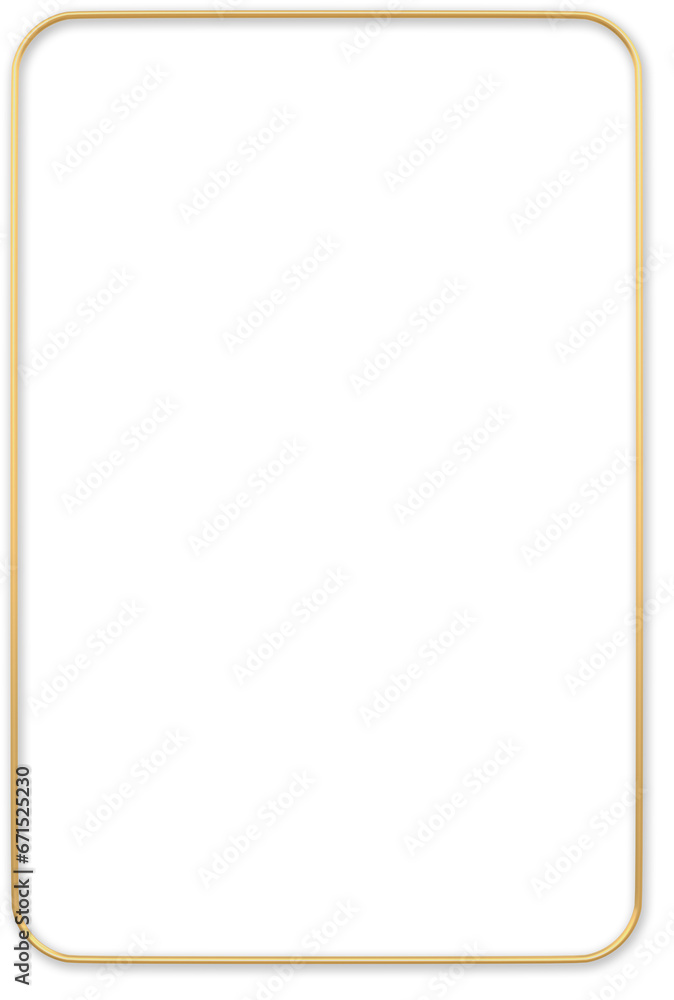 3D Golden Rectangular Frame Border Round Corner with Shadow 3D Golden Rectangular Frame Border Round Corner with Shadow