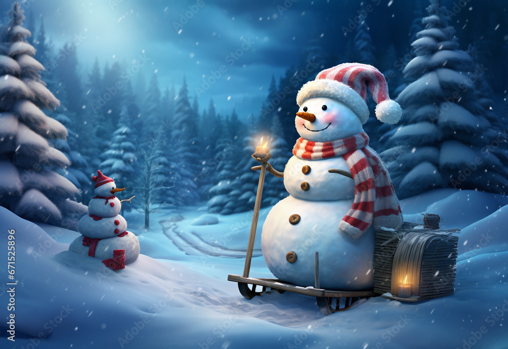 Obraz premium Christmas card with decor elements.