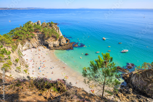 Cuadro en lienzo Presqu'île de Crozon, île vierge, Près du GR 34, au sud de Morgat, Finistère, Br