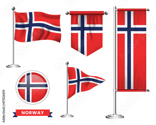 vector set of the national flag of norway in various creative designs