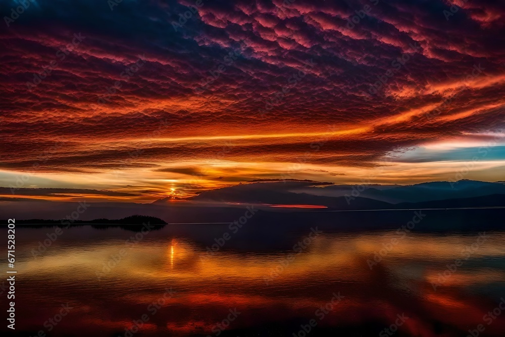 sunset over the river Generated Ai sunset over the river Generated Ai
