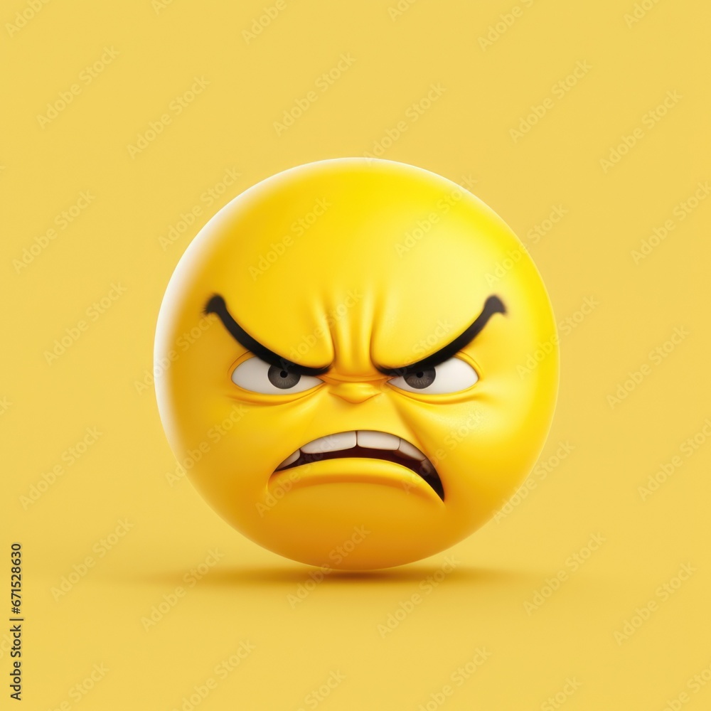 Fototapeta premium Expressive Minimalistic Angry Emoticon Illustration – Graphic Artistic Design of an Angry Face. Generative AI