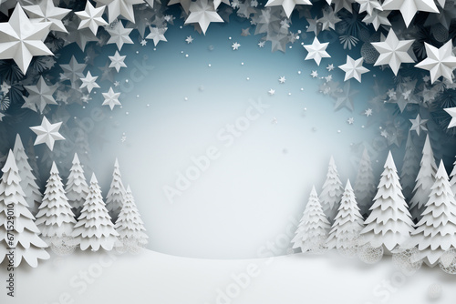 Minimalist winter background, graced with the subtle beauty of winter elements against a light white backdrop. Ai generated © twindesigner
