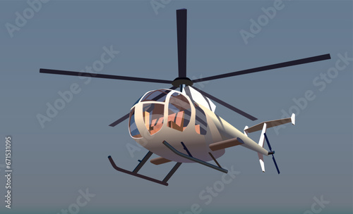 A helicopter with tourists flies overhead. Vector.