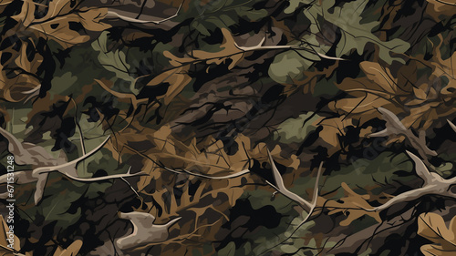 Forest Wild Green Leaves Army Camouflage seamless pattern © Rames studio