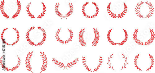 Laurel Wreath Vector illustration, .Elegant Set isolated on white. Perfect for logos, badges, labels. Various styles: traditional, classical, antique. Ideal for emblem, award, victory, honor, triumph