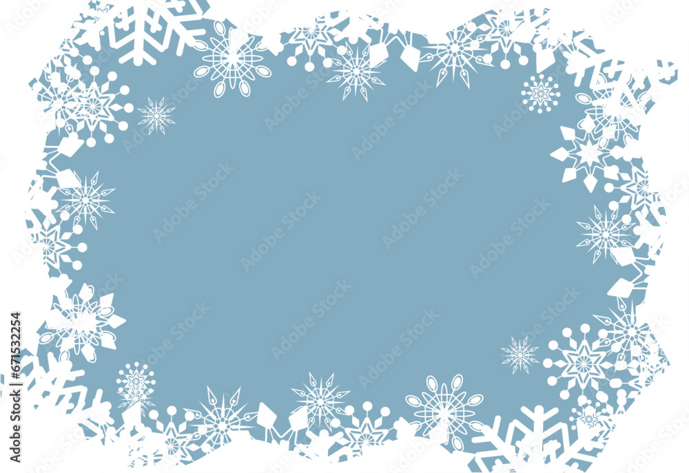 Christmas background with border of snowflakes. Festive design for Christmas and New Year fashion prints. Christmas background with border of snowflakes. Festive design for Christmas and New Year fashion prints.