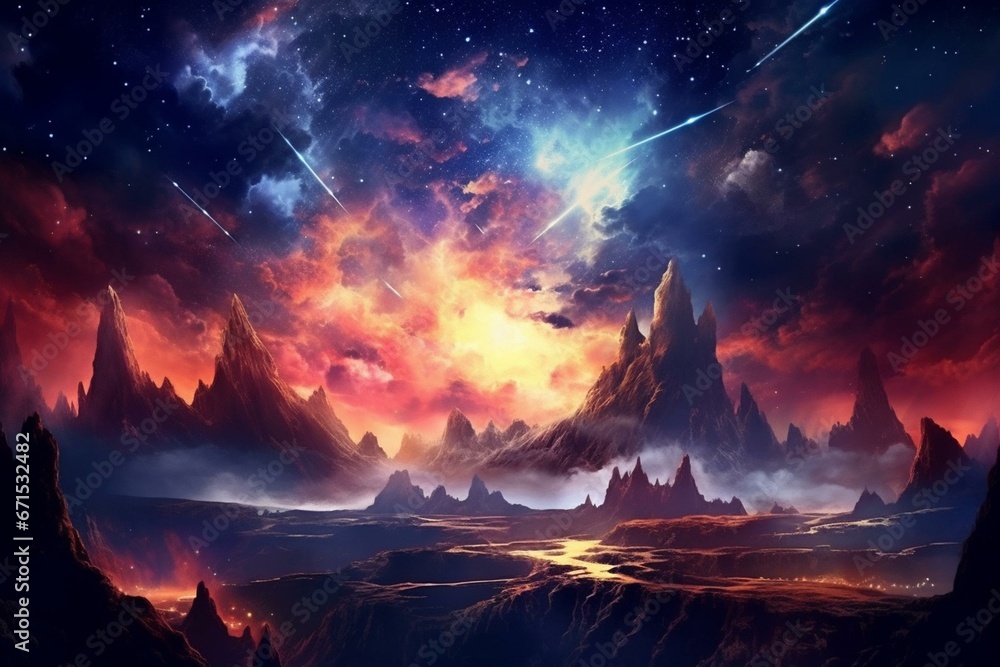 background with mesmerizing galaxy scenery. Generative AI