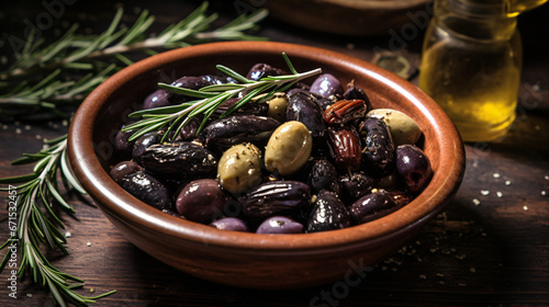 Black olives with rosemary