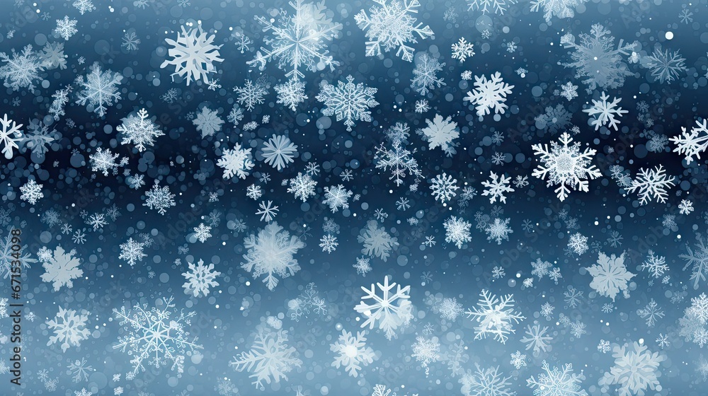  a blue background with white snowflakes and snow flakes on the bottom and bottom of the snowflakes.  generative ai