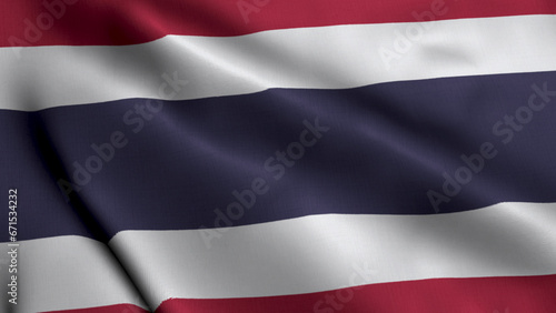 Thailand Flag. Waving Fabric Satin Texture Flag of Thailand 3D illustration. Real Texture Flag of the Kingdom of Thailand