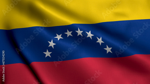Venezuela Flag. Waving Fabric Satin Texture Flag of Venezuela 3D illustration. Real Texture Flag of the Bolivarian Republic of Venezuela