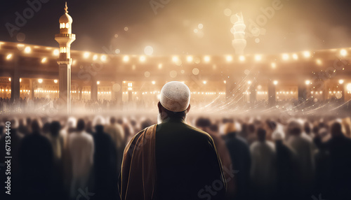 Muslim man in mosque, ramadan concept