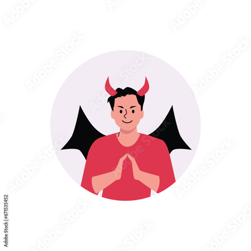 Devil man, vector illustration isolated on white background.