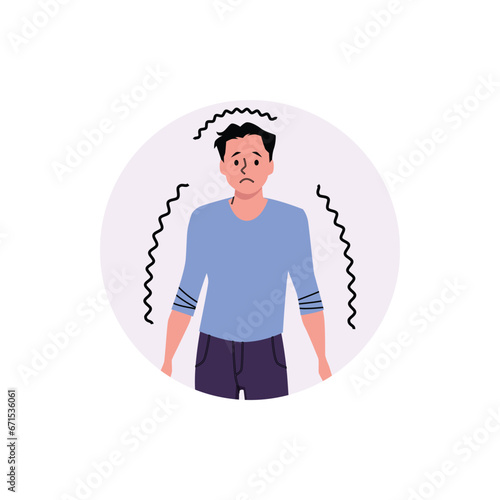 Shaking trembling man, vector illustration on white background.