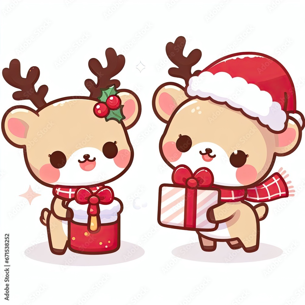 white background, cute character, New Year's reindeer white background, cute character, New Year's reindeer