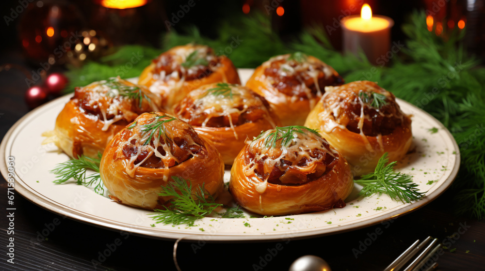 Buns with cabbage and mushroom for Christmas.