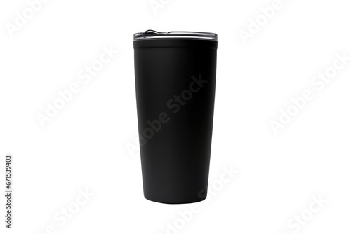 Tumbler mockup with black color on white background.	