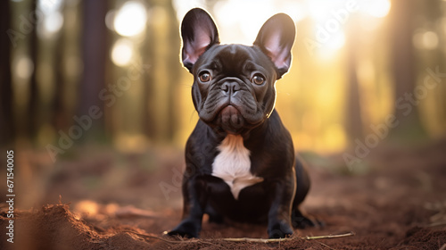 French Bulldog Puppy (Black), outside, AI Generated