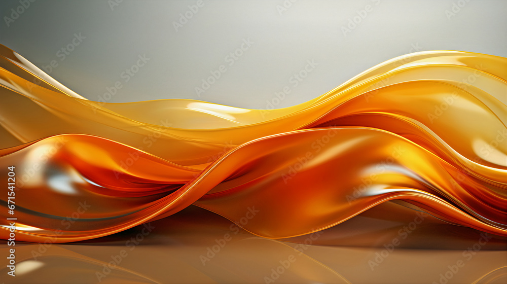 Fototapeta premium Flow of golden wave of liquid paint Generative AI