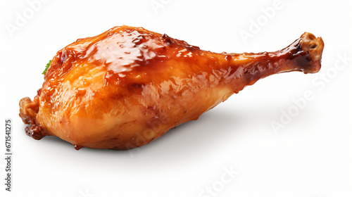 Foto Roasted chicken leg isolated on white background