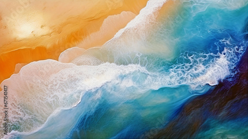 Multicolor abstract background, sea and beach. Generative AI