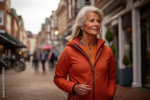 middle-aged womanrunning through the city, healthy living concept
