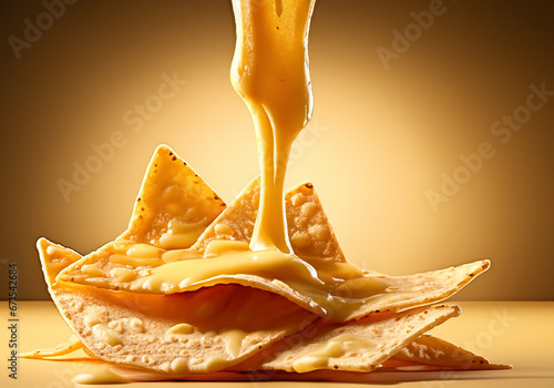 Close up Nacho cheese drips
