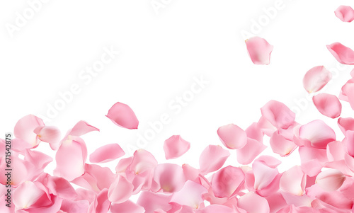 Romantic pink rose petals on transparent background, png 