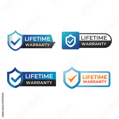 Gradient banner lifetime warranty. Lifetime Warranty label, sticker, seal, badge, icon, logo, signflat vector illustration photo