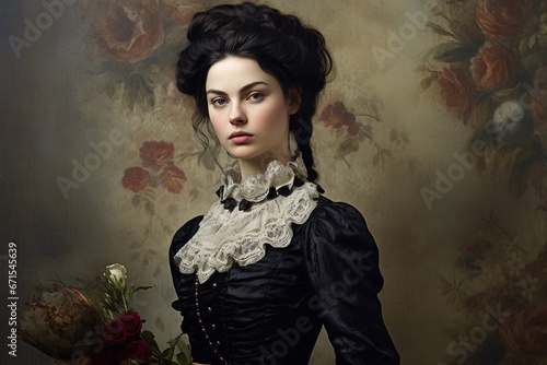 Medieval fashion. Victorian style clothes woman portrait Fototapet