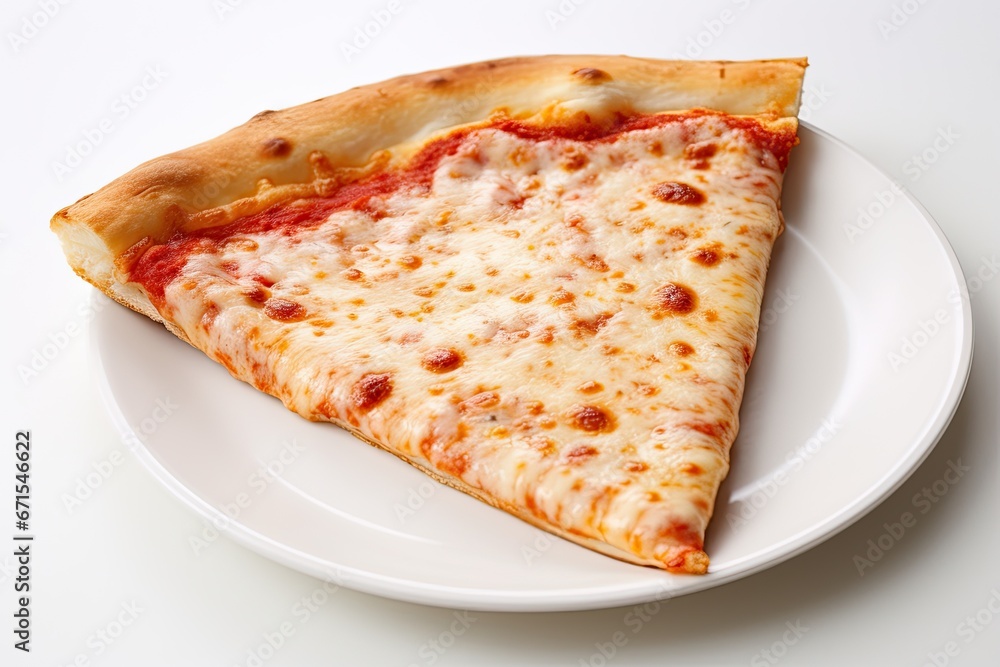 Single slice of homemade pizza artfully presented on a clean white plate. Single slice of homemade pizza artfully presented on a clean white plate.